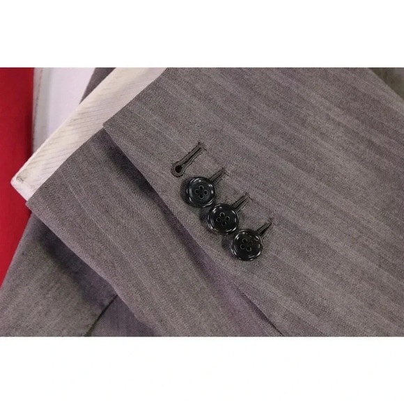 Raffaele Caruso Recent Gray Tonestripe Herringbone Super 180's Wool Suit 52R - Picture 7 of 12